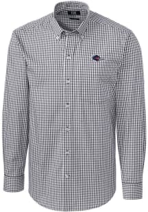 Cutter and Buck UTSA Roadrunners Mens Grey Easy Care Stretch Gingham Big and Tall Dress Shirt