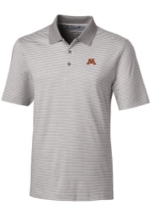 Cutter and Buck Minnesota Golden Gophers Mens Grey Forge Tonal Stripe Stretch Big and Tall Polos Shi