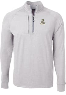 Cutter and Buck Appalachian State Mountaineers Mens Grey Adapt Eco Knit Big and Tall 1/4 Zip Pul..