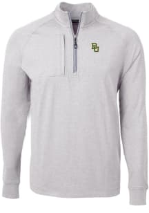 Cutter and Buck Baylor Bears Mens Grey Adapt Eco Knit Big and Tall 1/4 Zip Pullover