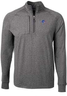 Cutter and Buck Boise State Broncos Mens Black Adapt Eco Knit Big and Tall 1/4 Zip Pullover