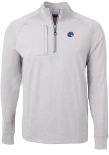 Cutter and Buck Boise State Broncos Mens Grey Adapt Eco Knit Big and Tall 1/4 Zip Pullover
