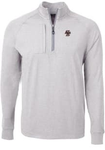 Cutter and Buck Boston College Eagles Mens Grey Adapt Eco Knit Big and Tall 1/4 Zip Pullover
