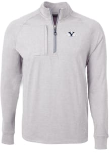 Cutter and Buck BYU Cougars Mens Grey Adapt Eco Knit Big and Tall 1/4 Zip Pullover
