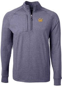 Cutter and Buck Cal Golden Bears Mens Navy Blue Adapt Eco Knit Big and Tall 1/4 Zip Pullover