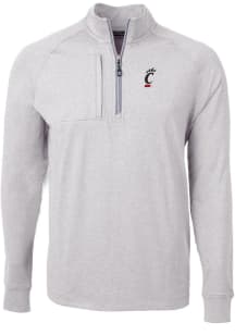 Mens Cincinnati Bearcats Grey Cutter and Buck Adapt Eco Knit Qtr Zip