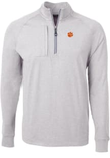 Cutter and Buck Clemson Tigers Mens Grey Adapt Eco Knit Big and Tall 1/4 Zip Pullover