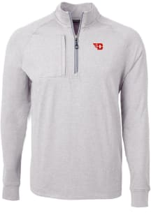 Cutter and Buck Dayton Flyers Mens Grey Adapt Eco Knit Big and Tall 1/4 Zip Pullover