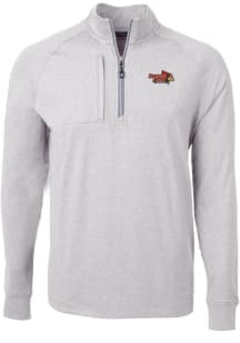 Cutter and Buck Illinois State Redbirds Mens Grey Adapt Eco Knit Big and Tall 1/4 Zip Pullover