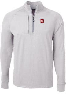 Cutter and Buck Indiana Hoosiers Mens Grey Adapt Eco Knit Big and Tall 1/4 Zip Pullover