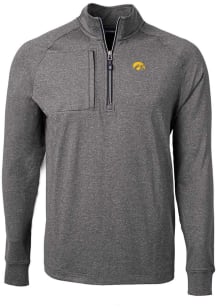 Cutter and Buck Iowa Hawkeyes Mens Black Adapt Eco Knit Big and Tall 1/4 Zip Pullover