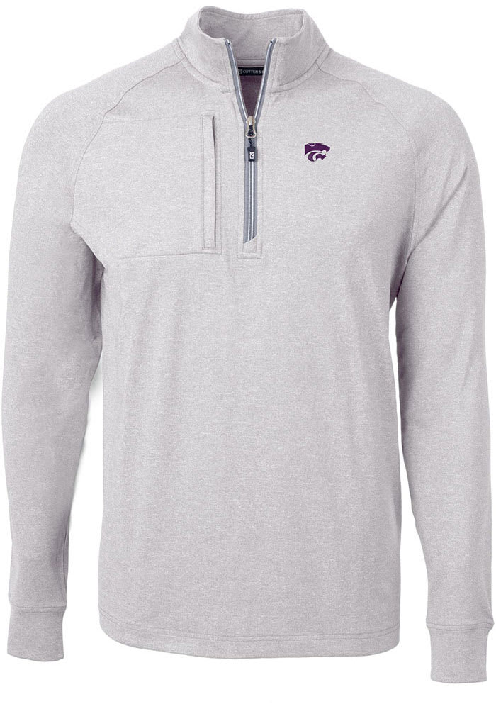 Cutter and Buck K-State Wildcats Mens Grey Adapt Eco Knit Big and Tall 1/4 Zip Pullover