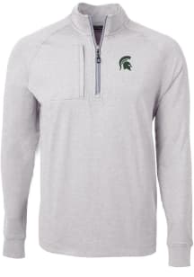 Cutter and Buck Michigan State Spartans Mens Grey Adapt Eco Knit Big and Tall 1/4 Zip Pullover