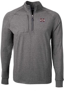Cutter and Buck Mississippi State Bulldogs Mens Black Adapt Eco Knit Big and Tall 1/4 Zip Pullov..