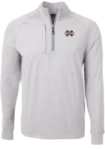 Cutter and Buck Mississippi State Bulldogs Mens Grey Adapt Eco Knit Big and Tall 1/4 Zip Pullove..