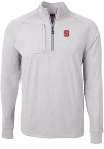 Cutter and Buck NC State Wolfpack Mens Grey Adapt Eco Knit Big and Tall 1/4 Zip Pullover