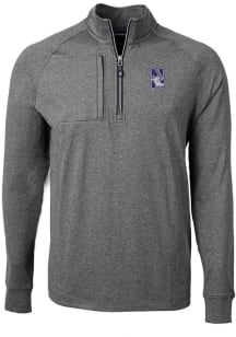 Cutter and Buck Northwestern Wildcats Mens Black Adapt Eco Knit Big and Tall 1/4 Zip Pullover