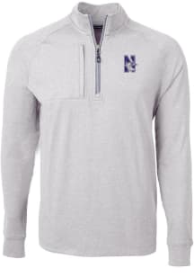 Cutter and Buck Northwestern Wildcats Mens Grey Adapt Eco Knit Big and Tall 1/4 Zip Pullover