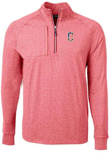 Cutter and Buck Cleveland Guardians Mens Red Adapt Eco Knit Big and Tall Qtr Zip