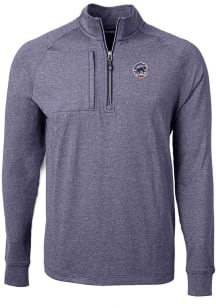 Cutter and Buck Chicago Cubs Mens Navy Blue Adapt Eco Knit Big and Tall 1/4 Zip Pullover
