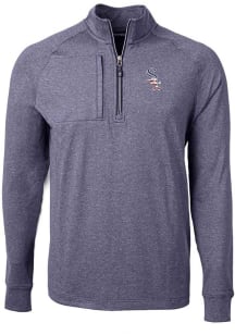 Cutter and Buck Chicago White Sox Mens Navy Blue Adapt Eco Knit Big and Tall 1/4 Zip Pullover