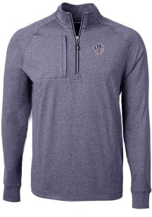 Cutter and Buck Milwaukee Brewers Mens Navy Blue Adapt Eco Knit Big and Tall 1/4 Zip Pullover