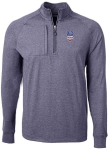 Cutter and Buck New York Mets Mens Navy Blue Adapt Eco Knit Big and Tall 1/4 Zip Pullover