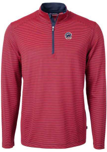Cutter and Buck Chicago Cubs Mens Red Virtue Eco Pique Big and Tall 1/4 Zip Pullover