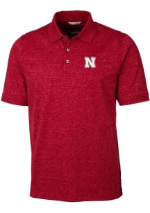 Cutter and Buck Nebraska Cornhuskers Mens Red Tri-Blend Space Dye Big and Tall Polos Shirt