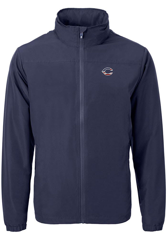 Cutter and Buck Cincinnati Reds Mens Navy Blue Charter Eco Knit Big Tall Light Weight Jacket