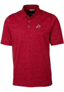 Cutter and Buck Utah Utes Mens Red Tri-Blend Space Dye Big and Tall Polos Shirt