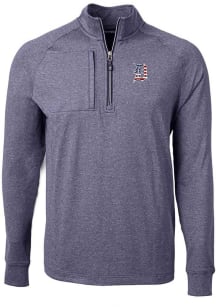 Cutter and Buck Detroit Tigers Mens Navy Blue Americana Adapt Eco Long Sleeve 1/4 Zip Pullover