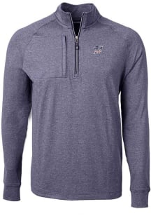 Cutter and Buck Miami Marlins Mens Navy Blue Americana Adapt Eco Long Sleeve 1/4 Zip Pullover