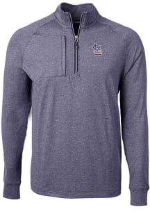 Cutter and Buck St Louis Cardinals Mens Navy Blue Adapt Eco Knit Long Sleeve 1/4 Zip Pullover