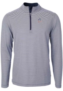 Cutter and Buck Baltimore Orioles Mens Navy Blue Virtue Eco Pique Micro Stripe Long Sleeve 1/4 Z..