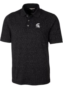 Cutter and Buck Michigan State Spartans Mens Black Tri-Blend Space Dye Big and Tall Polos Shirt