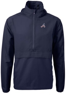 Cutter and Buck Atlanta Braves Mens Navy Blue Charter Eco Pullover Jackets