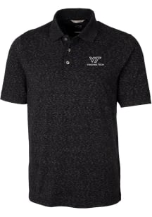 Cutter and Buck Virginia Tech Hokies Mens Black Tri-Blend Space Dye Big and Tall Polos Shirt