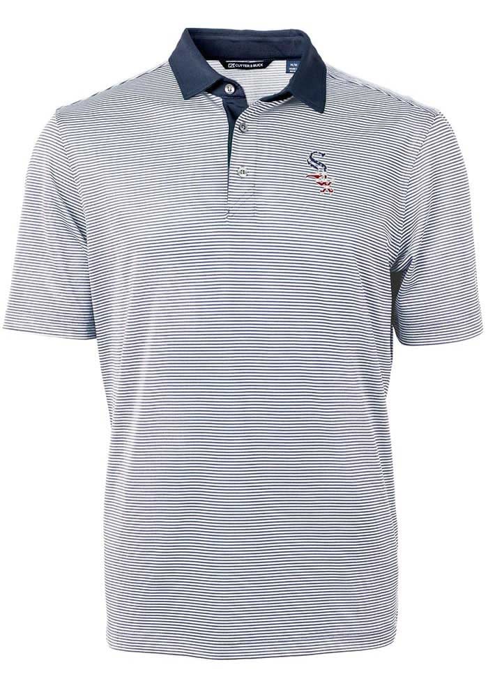 Nike Men's White, Navy Chicago White Sox Rewind Stripe Polo Shirt