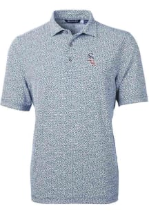 Cutter and Buck Chicago White Sox Mens Navy Blue Virtue Eco Pique Botanical Short Sleeve Polo