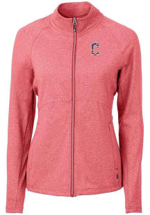 Cutter and Buck Cleveland Guardians Womens Red Adapt Eco Knit Light Weight Jacket