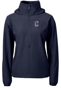 Cutter and Buck Cleveland Guardians Womens Navy Blue Americana Charter Eco Long Sleeve Pullover