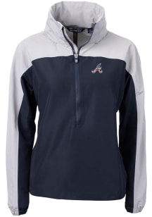 Cutter and Buck Atlanta Braves Womens Navy Blue Charter Eco Long Sleeve Pullover