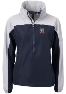 Cutter and Buck Detroit Tigers Womens Navy Blue Charter Eco Long Sleeve Pullover