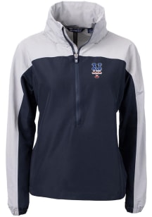 Cutter and Buck New York Mets Womens Navy Blue Charter Eco Long Sleeve Pullover