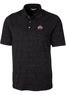 Cutter and Buck Ohio State Buckeyes Mens Black Tri-Blend Space Dye Big and Tall Polos Shirt
