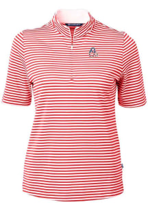 Cutter and Buck Baltimore Orioles Womens Red Virtue Eco Pique Stripe Short Sleeve Polo Shirt