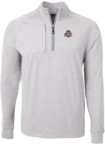 Cutter and Buck Ohio State Buckeyes Mens Grey Adapt Eco Knit Big and Tall 1/4 Zip Pullover