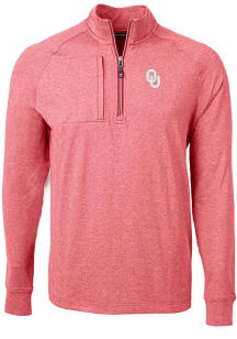 Cutter and Buck Oklahoma Sooners Mens Red Adapt Eco Knit Big and Tall 1/4 Zip Pullover