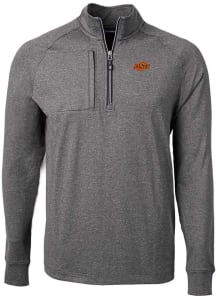 Cutter and Buck Oklahoma State Cowboys Mens Black Adapt Eco Knit Big and Tall 1/4 Zip Pullover
